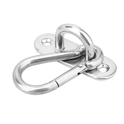 2 Set Heavy Duty Hanger, Swivel Carabiner Hammock Wall & Ceiling Mount Swing Hooks - Outdoor Exercise & Yoga - Stainless Steel