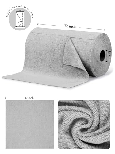 Fantasticlean Microfiber Cleaning Cloth Roll- 75 Sheets, 12" x 12" (Grey) - color: Grey, size: 75 pack