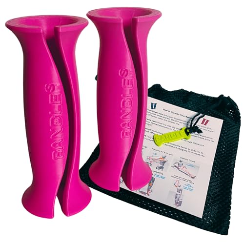 Bandle™ - True Ergonomic Handles for Resistance Bands | Unleash The Full Potential of Pain-Free, Full-Body Workouts | Durable & Comfortable for High-Intensity Training (2 Handles) - color: Hot Pink, size: Small