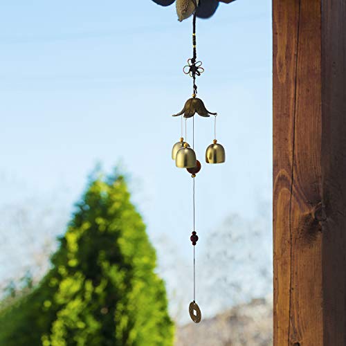 Blulu 2 Pcs Wind Chimes 3 Bells Feng Shui Wind Bell Alloy Hanging Bell Chime for Good Luck Home Garden Patio Decoration