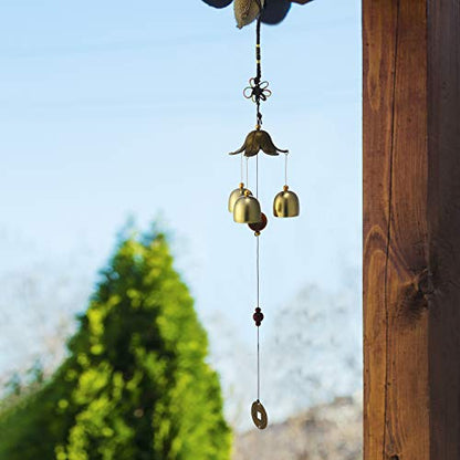Blulu 2 Pcs Wind Chimes 3 Bells Feng Shui Wind Bell Alloy Hanging Bell Chime for Good Luck Home Garden Patio Decoration