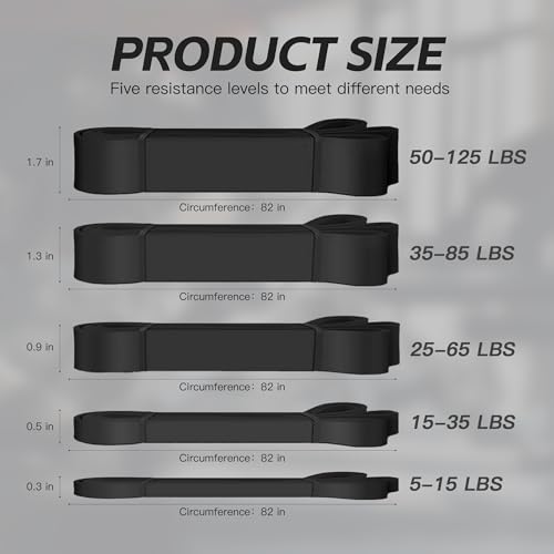 Pull Up Bands, Resistance Bands Set, Exercise Workout Bands for Men & Women, Ideal for Body Stretching, Physical Therapy and Muscle Training - color: Black