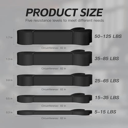Pull Up Bands, Resistance Bands Set, Exercise Workout Bands for Men & Women, Ideal for Body Stretching, Physical Therapy and Muscle Training - color: Black