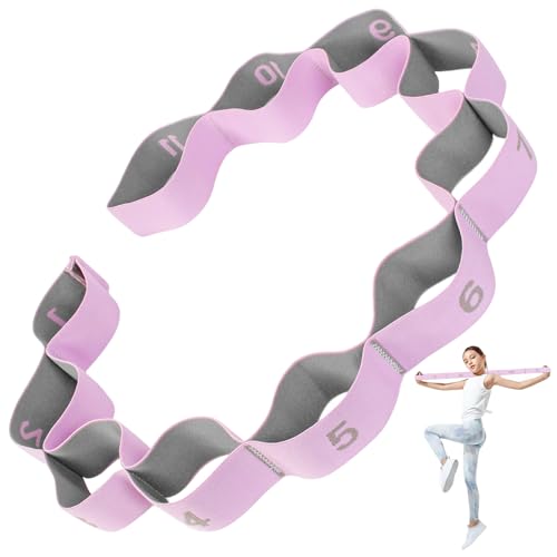 Stretching Strap with 11 Loops, Stretch Out Straps for Physical Therapy, Yoga, Pilates, Ballet, Versatile Stretch Out Strap for Flexibility, Dance & Home Workouts, Full Body Stretching