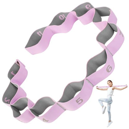 Stretching Strap with 11 Loops, Stretch Out Straps for Physical Therapy, Yoga, Pilates, Ballet, Versatile Stretch Out Strap for Flexibility, Dance & Home Workouts, Full Body Stretching