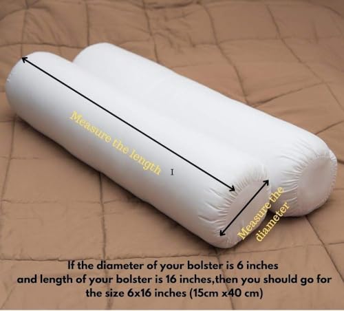 Cotton Round Bolster Pillow Cover – 16 by 6 Inch | Pack of 2| Soft, Machine Washable Neck Roll Case for Yoga & Spa Use (Grey) - color: Grey, size: 16" x 6" (Pack of 2)