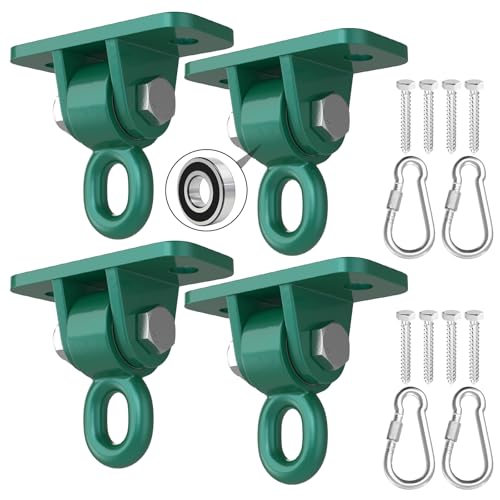 BETOOLL Heavy Duty Swing Hangers with Bearing, Porch Swing Hanging Kit for Outdoor Playground Tree Ceiling Mount Swingset Hardware Bracket Hooks for Hammock Yoga Punching Bag Accessories 4PCS Green - color: Green, size: 4 Pack