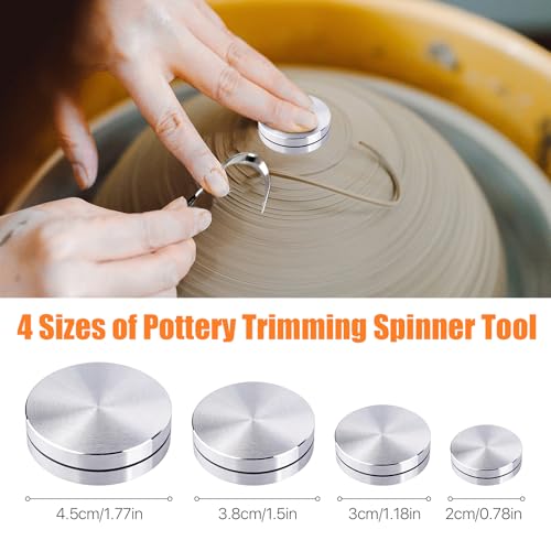 Lainballow 4 Pcs Clay Carving Knife Tools, Metal Pottery Clay Tools with Ceramic Clay Pottery Throwing Trimming Spinner Tool, Pottery Sculpting Tools for Engraving Shaping Styling Clay Sculpture