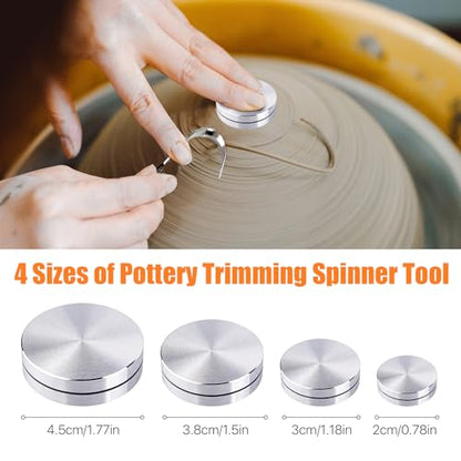 Lainballow 4 Pcs Clay Carving Knife Tools, Metal Pottery Clay Tools with Ceramic Clay Pottery Throwing Trimming Spinner Tool, Pottery Sculpting Tools for Engraving Shaping Styling Clay Sculpture