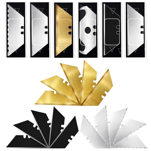 Vickay Utility Knife Blades, SK5 Box Cutter & Razor Blades-Assorted Color | 60 Pack Standard Replacement Blades for Heavy Duty Box Cutter Refills, for Cardboard, Leather, Drywall, Carpet, Rope, etc - color: Assorted Color, size: 60 Pack