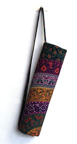 INDIAN CRAFT CASTLE ICC Yoga Mat Bag Carrier Full-Zip Exercise Yoga Mat Carry Bag for Women Men with Multi-Functional Storage Pockets and Adjustable Shoulder Strap 26X6 Inches - style: Purple 6 Flower