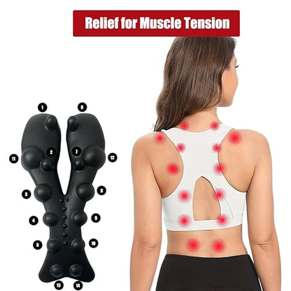 Neck and Shoulder Relaxer, Cervical Traction Device for Neck Support and Posture Alignment, Neck Stretcher Pillow with Acupressure Points (Black)