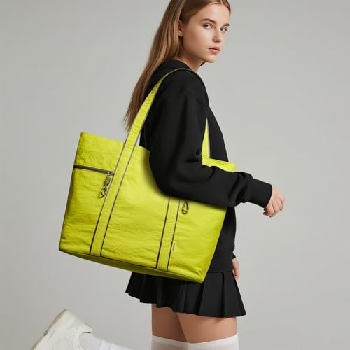 Large Tote Bag for Women Nylon Shoulder Bags for Women Lightable Shoulder Purses Gym Tote for Travel Yoga Work Dance - color: A4-green