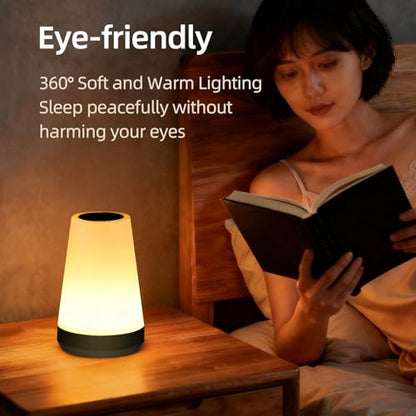 Night Light, Dimmable Touch Lamp and Remote Control, 13 RGB Colors & 5 Brightness, Rechargeable Bedside Table Lamp for Baby Kids Nursery Bedroom Bathroom Camping (Black) - color: Black