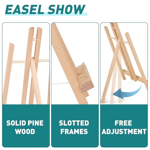 ESRICH 2 PCS 16in Wood Easels, Tabletop Easel for Painting Party | Paint Easel for Display Canvas, Photos, Display Tripod Holder Stand for Students Kids - style: 16"-2P