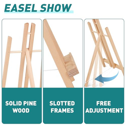 ESRICH 2 PCS 16in Wood Easels, Tabletop Easel for Painting Party | Paint Easel for Display Canvas, Photos, Display Tripod Holder Stand for Students Kids - style: 16"-2P