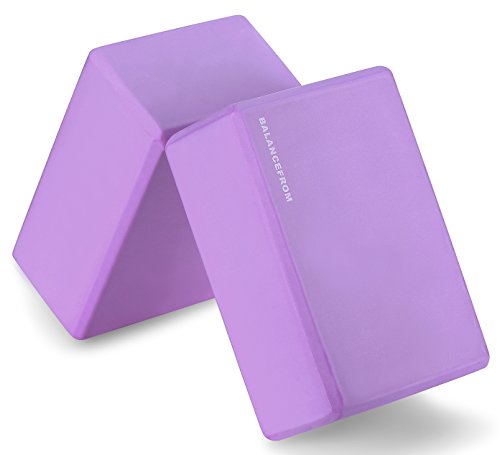 Fitvids Set of 2 High Density Yoga Blocks, 9"x6"x4" Each - color: Purple
