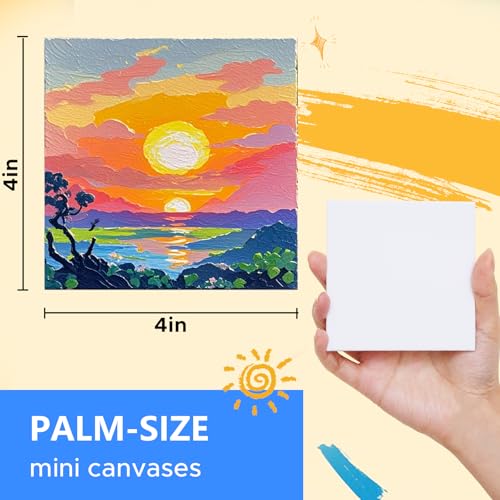 Mini Canvas for Painting 36 Pack, 4x4 Inch Small Canvases for Painting | Blank Canvas Panels, Gesso Primed 100% Cotton, for Acrylic Oil Watercolor Tempera, Ideal Art Supplies for All Skill Level - size: 4"x4" - 36pcs