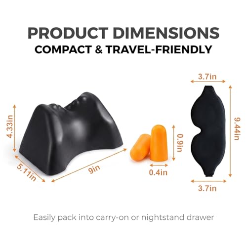 Occipital Release Tool for Neck Pain Relief – Cervical Traction Pillow for Tension Headache with 3D Sleep Eye Mask & Foam Earplugs,Pivotal Therapy Neck Stretcher for Shoulder & Upper Back Pain
