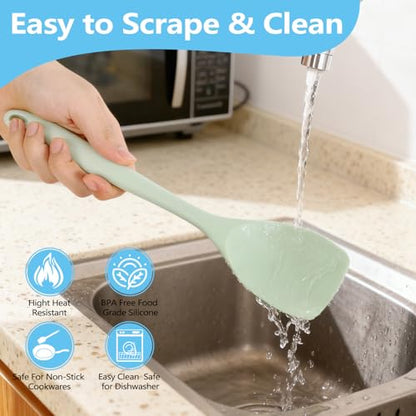 Mini Silicone Spatula Spoon Set, 4-Piece Rubber Spoonula for Kitchen Utensils, Spatulas Silicone Heat Resistant, Non-Stick Flexible Scrapers & Spoons for Baking, Cooking, Mixing, Cake