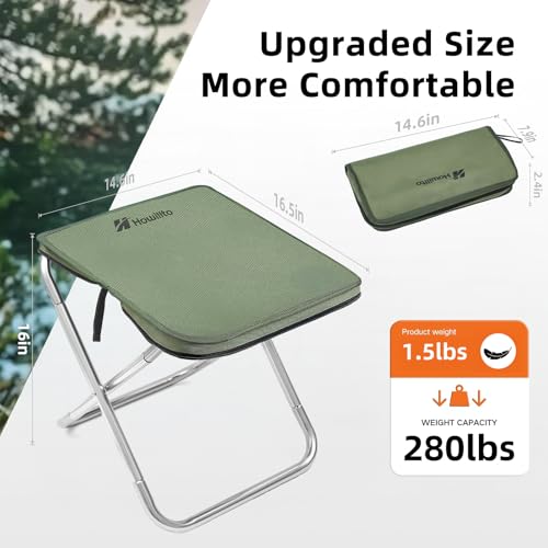 Camping Stool, 16in Tall Portable Folding Stool with Carry Bag, Upgraded Ultralight Chair with Roomy Seat for Adults, Holds 280lbs, Ideal for Hiking, Fishing, Outdoor Use, Green - color: Green