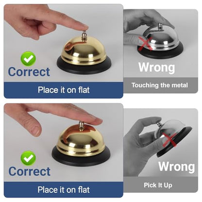 2 Packs Call Bell Loud Clear Desk Bell with Anti-Rust Steel 3.3 Inch Durable Service Bells for Hotels, Classrooms, Restaurants, Reception Areas