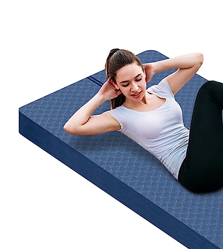 nuveti Large Exercise Mat - 15mm/20mm/30mm Thick Yoga Mat | Workout Mat for Fitness, Yoga, Pilates, Stretching & Floor Exercises for Women & Men with Free Carrying Bag - color: DarkBlue, size: 183X80X30MM