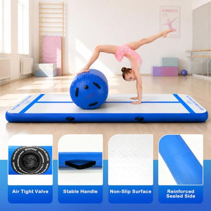 10FT Inflatable Gymnastics Tumbling Mat with 39.3 x 23.6 in Air Roller