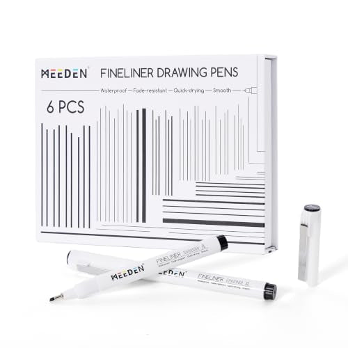 MEEDEN Micro Fineliner Drawing Pens: 2mm Chisel Nib, 6 Pack, Black Ink | Waterproof archival ink for bold outlining, lettering, poster drawing, manga panels, filling, and expressive artwork - style: 2mm Chisel Nib