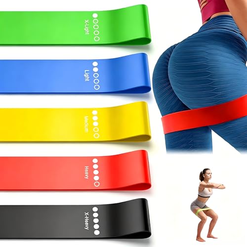 Resistance Bands Set 5-Pack, Exercise Workout Bands for Women & Men with 5 Resistance Levels, Elastic Fitness Bands for Home Gym, Yoga, Pilates, Stretching, Strength Training & Physical Therapy