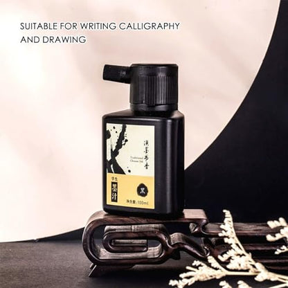 100 ML/3.5 OZ Calligraphy and Sumi Liquid Ink - Versatile Elegance for Chinese Traditional Art Works and Japanese Brush Art