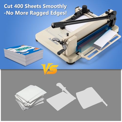 12" Heavy Duty Guillotine Paper Cutter - 400 Sheet Precision Cutting, Safety Lock Blade & Rapid Stack Processing for Office/School, Solid Steel Construction - size: 12"-Heavy Duty Paper Cutter