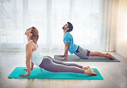 Ewedoos Eco Friendly Yoga Mat Thick TPE Yoga Mat Non Slip Yoga Mats Anti-tear Exercise Workout Mat for Women Men Kids Yoga, Pilates and Fitness - color: ACE TEAL