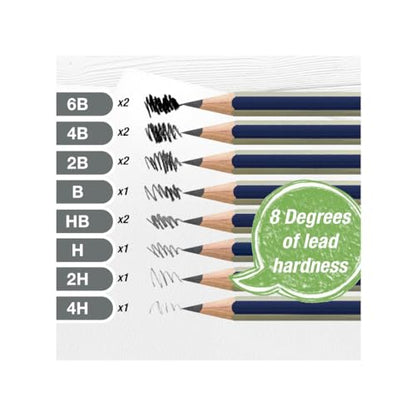 Faber-Castell Creative Studio Art On-The-Go Graphite Sketch Set – 15 Sketching Pencils and Accessories