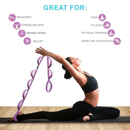 A AZURELIFE Premium Durable Stretch Straps with Loops, Stretching Strap for Physical Therapy, Multi-Loop Yoga Strap Fitness Exercise Strap for Yoga, Pilates, Dance, Flexibility&Exercise - color: #2-Purple