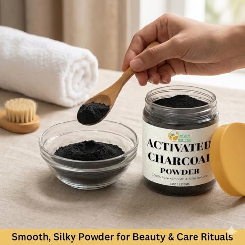 Herbs Botanica Activated Charcoal Powder, Food Grade Natural Detoxifier for Digestive Health, Teeth Whitening, Detoxification & Bug Bite Relief, 8 oz / 227 gm
