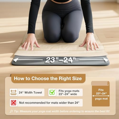 Hot Yoga Mat Towel, Non-Slip Microfiber 24x72in - color: Beige, size: 24 inch X 72 inch