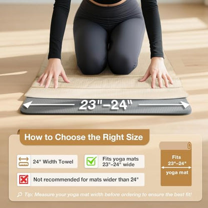 Hot Yoga Mat Towel, Non-Slip Microfiber 24x72in - color: Beige, size: 24 inch X 72 inch