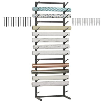 GIOTORENT Wall Mount Blueprint Storage Rack,15-Tier Heavy Duty Blueprint Holder for Construction Plan, Posters,Vinyl Rolls, Art Prints, Max 30lb/Arm, Easy Mount for Home, Office(Matte Black) - style: 15Tier-Wall Mount - Black