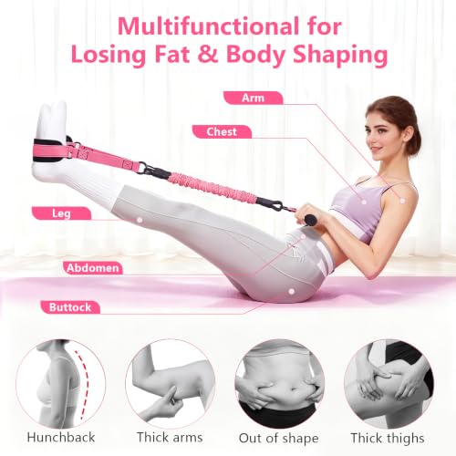 Pedal Resistance Band with Handle, Upgraded 6-Tube Exercise Bands - color: Upgraded Pink