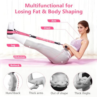Pedal Resistance Band with Handle, Upgraded 6-Tube Exercise Bands - color: Upgraded Pink