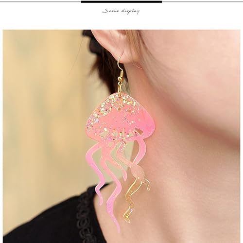4 Piece Resin Earring Molds, Ocean Life Jewelry DIY Silicone Molds UV Resin Jellyfish Shell Starfish Earrings Keychain Lighthouse Ship Wheel Necklace Pendant Craft Supplies - color: Ocean