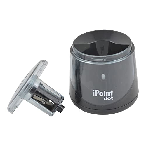 Westcott iPoint Dot Battery Pencil Sharpener | Compact & Battery Powered with Stainless Steel Blades, EZ View Shavings Reservoir, Home, Office, School or Classroom