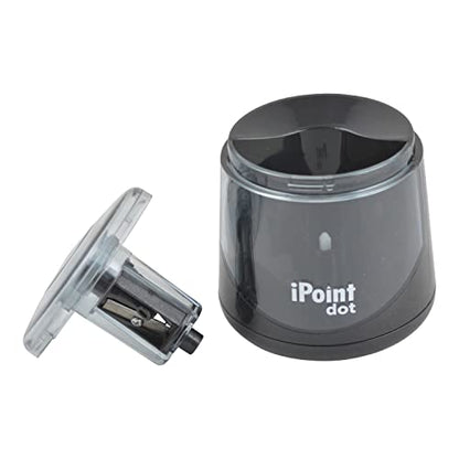 Westcott iPoint Dot Battery Pencil Sharpener | Compact & Battery Powered with Stainless Steel Blades, EZ View Shavings Reservoir, Home, Office, School or Classroom