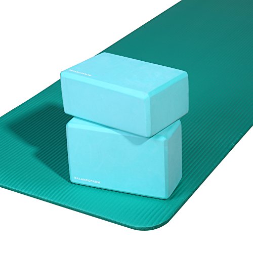 Fitvids Set of 2 High Density Yoga Blocks, 9"x6"x4" Each - color: Green