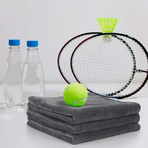 SINLAND Microfiber Gym Towels, Workout Sweat Towel 16x32In - color: Greyx6
