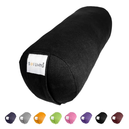 Pranayama Yoga Bolster Meditation Pillow - color: Black, size: Cylindrical 14" x 6"