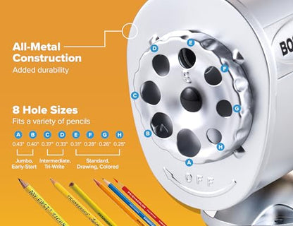 Bostitch Metal Manual Pencil Sharpener, Silver (MPS1-CH)