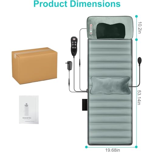 Full Body Massage Mat with Heat, Shiatsu Neck Massager, Body Massager Pad Cushion for Bed & Recliner, Back Massage with Vibration Therapy for Total Body Relaxation