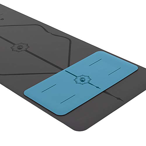 Liforme Yoga Pad - Revolutionary Alignment System, Advanced Non-Slip Grip | Eco-friendly, Non-Toxic, Sweat-Resistant, 4.2mm thick pad for knee, elbow and hand support during Yoga, Free Yoga Bag - color: Blue
